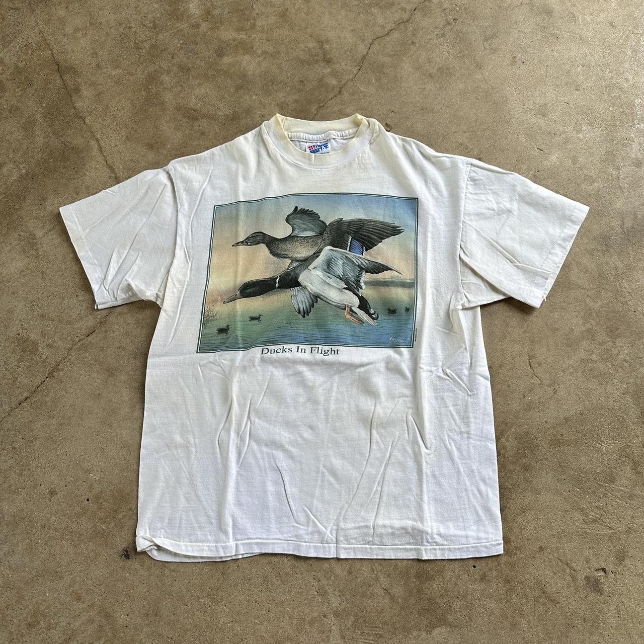 Vintage Ducks In Flight Art T-shirt By Eddie Leroy - Depop