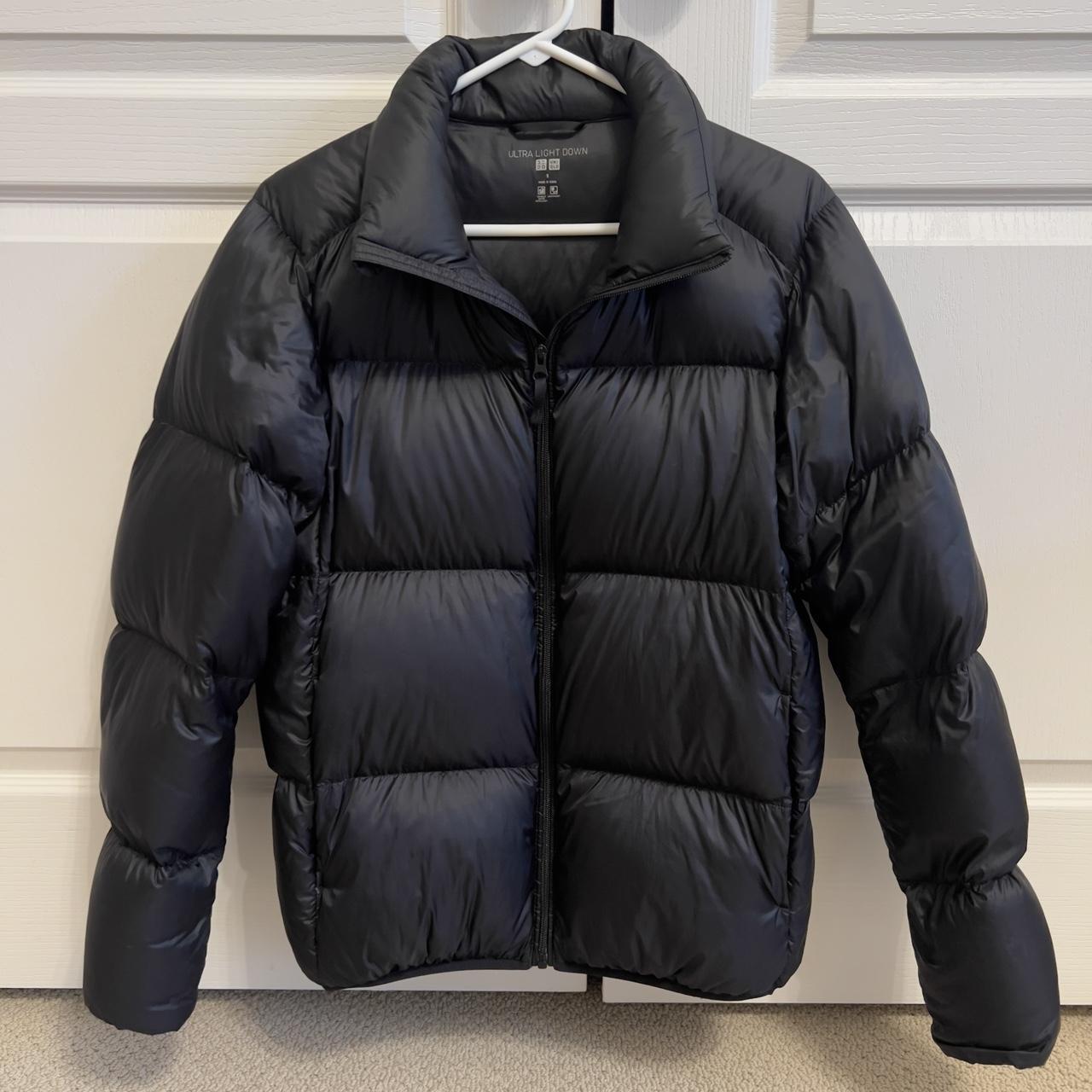 uniqlo black ultra light down puffer jacket wide... - Depop