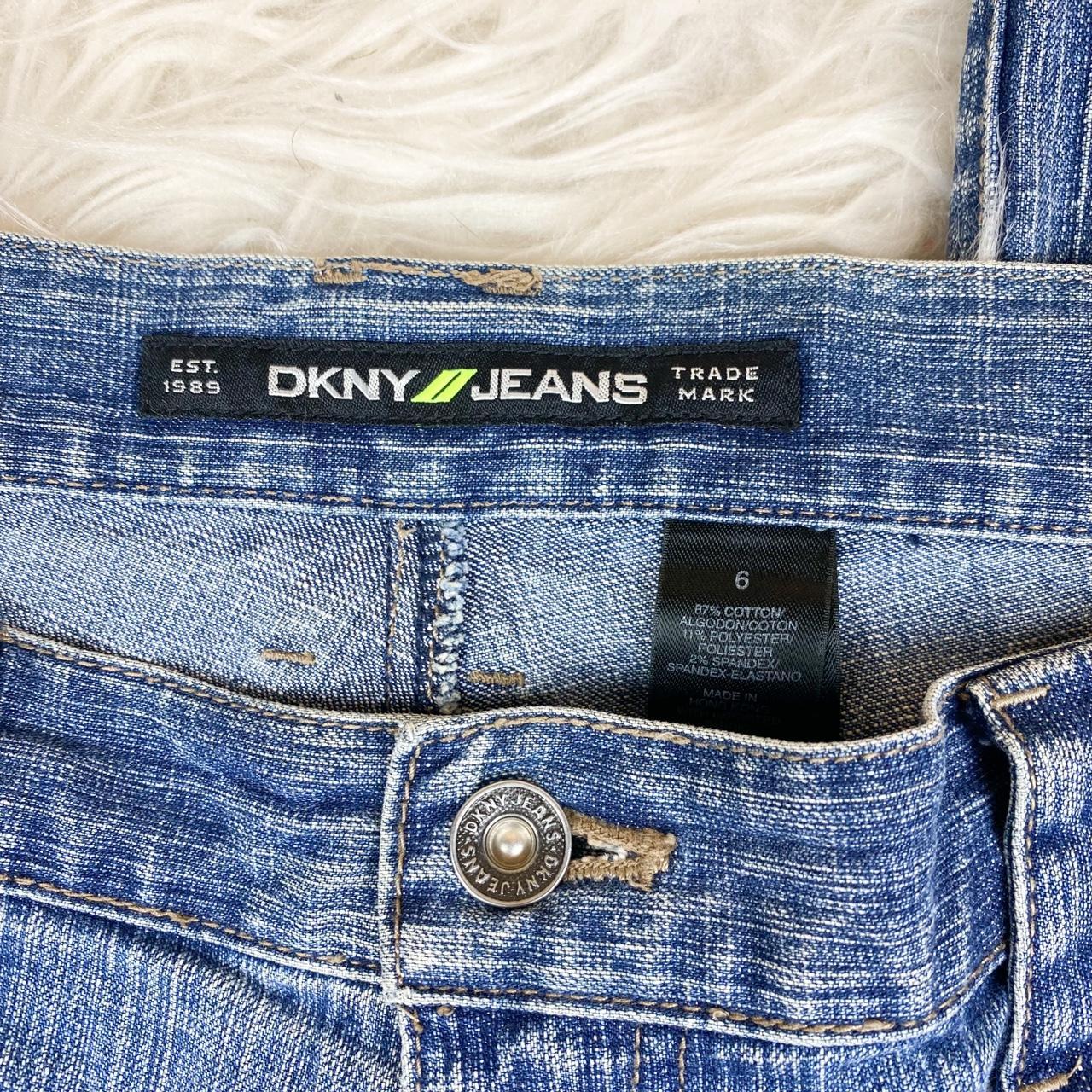 DKNY Women's Blue Patterned Pants Size 10 ￼ - Depop