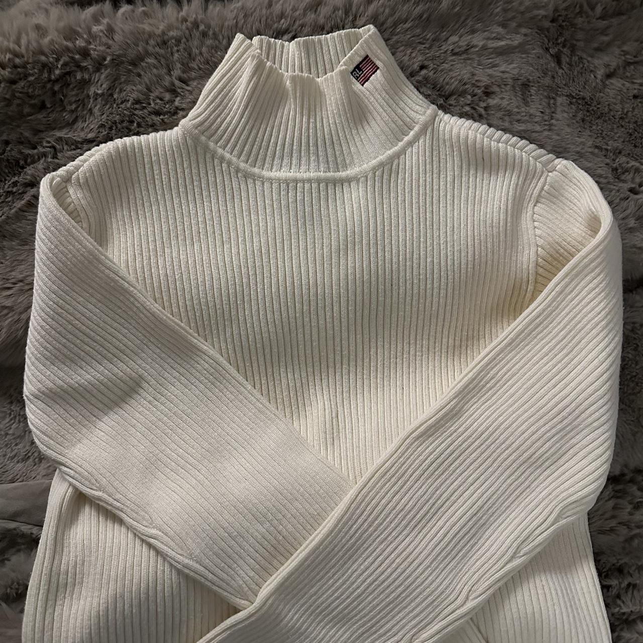 white polo ralph lauren mock neck sweater preloved,... - Depop