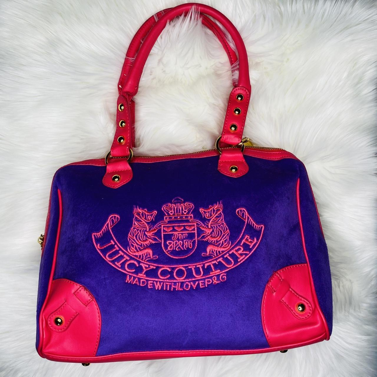 Juicy Couture Suede Shoulder Bag | Purple leather bag, Neoprene cosmetic bag,  Juicy couture handbags
