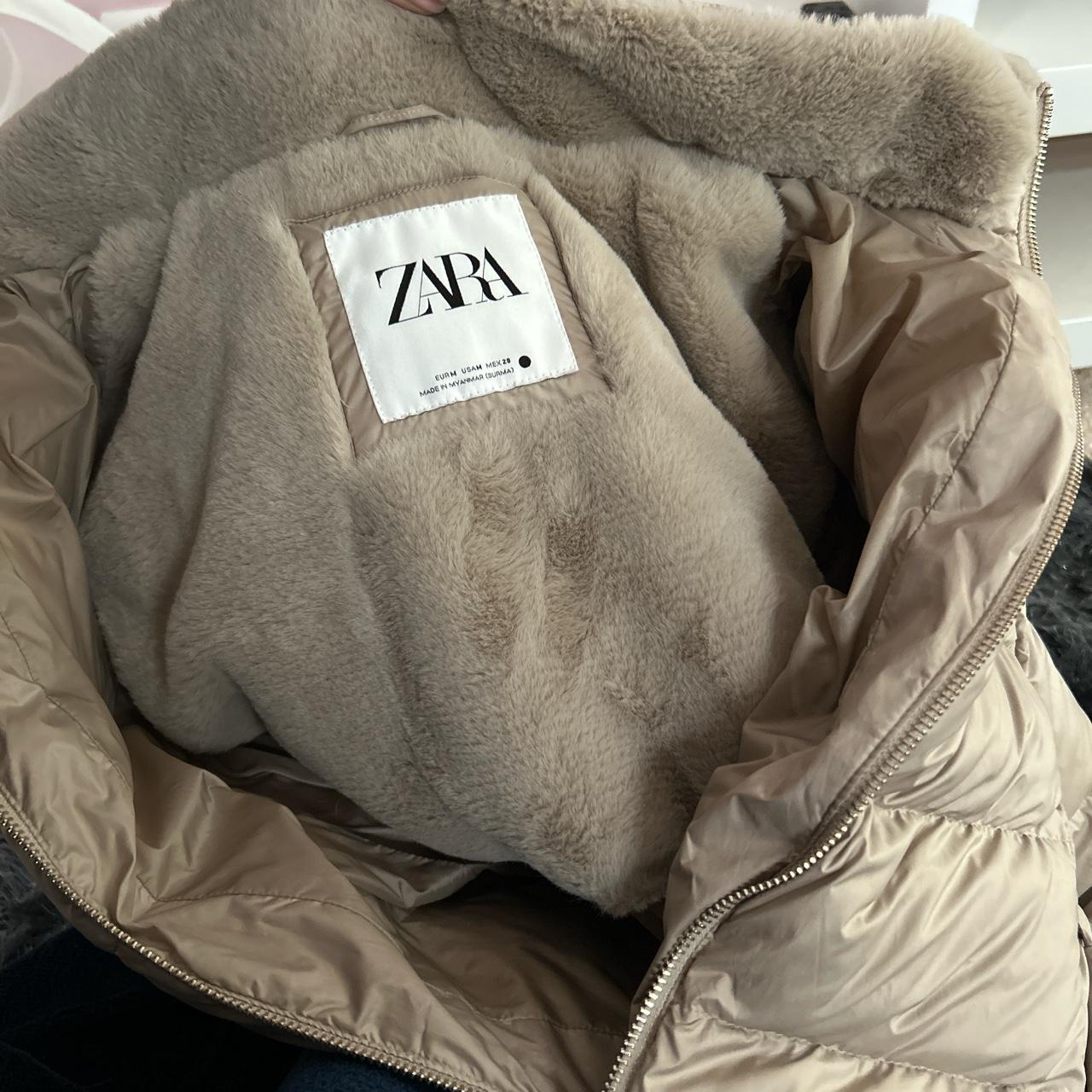 Zara Men's Cream and Tan Coat | Depop