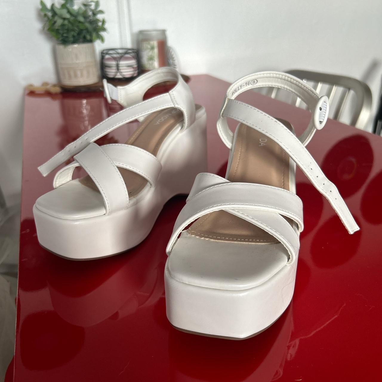 white platform sandals