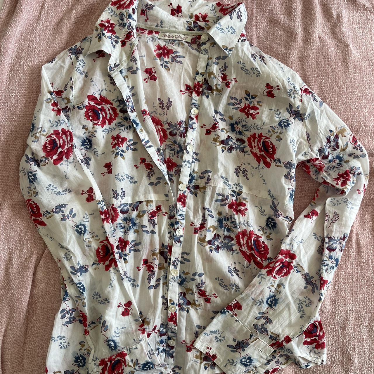 Vintage White Stuff floral long sleeve blouse... - Depop