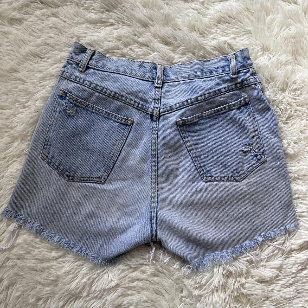 90s Distressed Denim Shorts - light washed jeans... - Depop