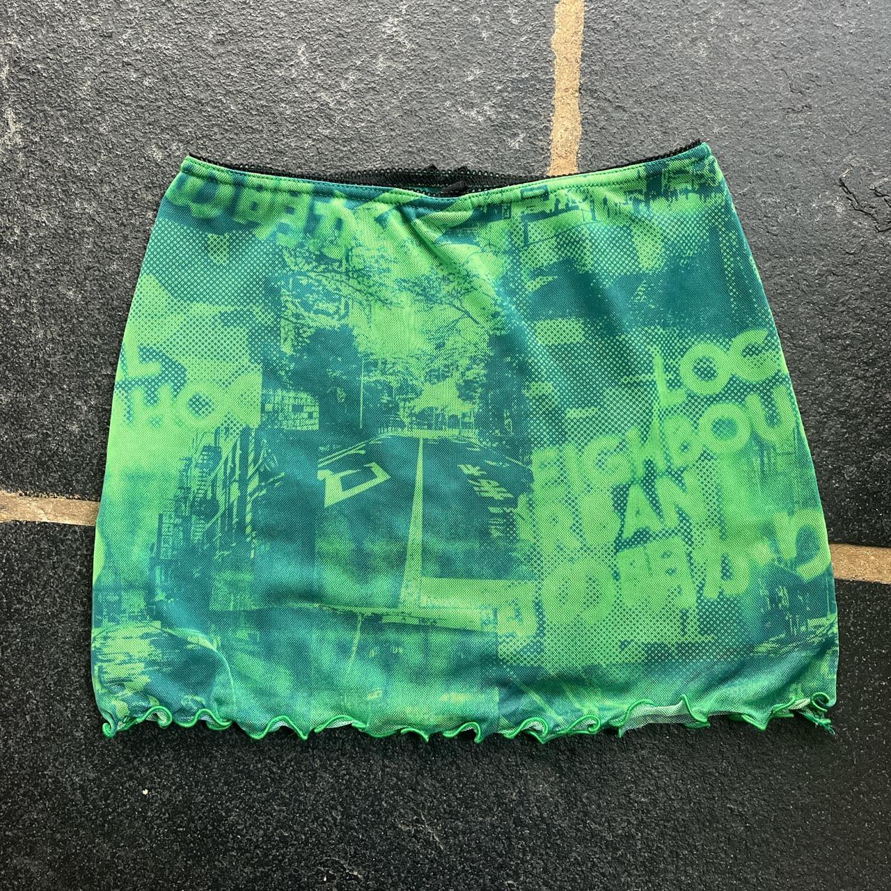 Urban outfitters green mesh mini skirt Layered so... Depop