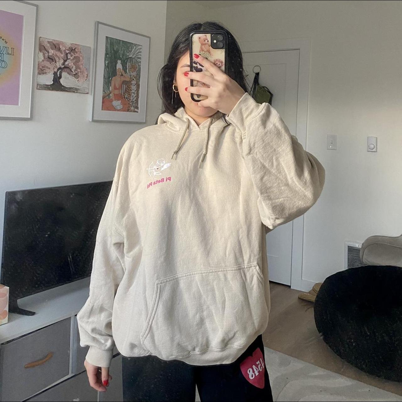 Women's Tan and Pink Hoodie | Depop