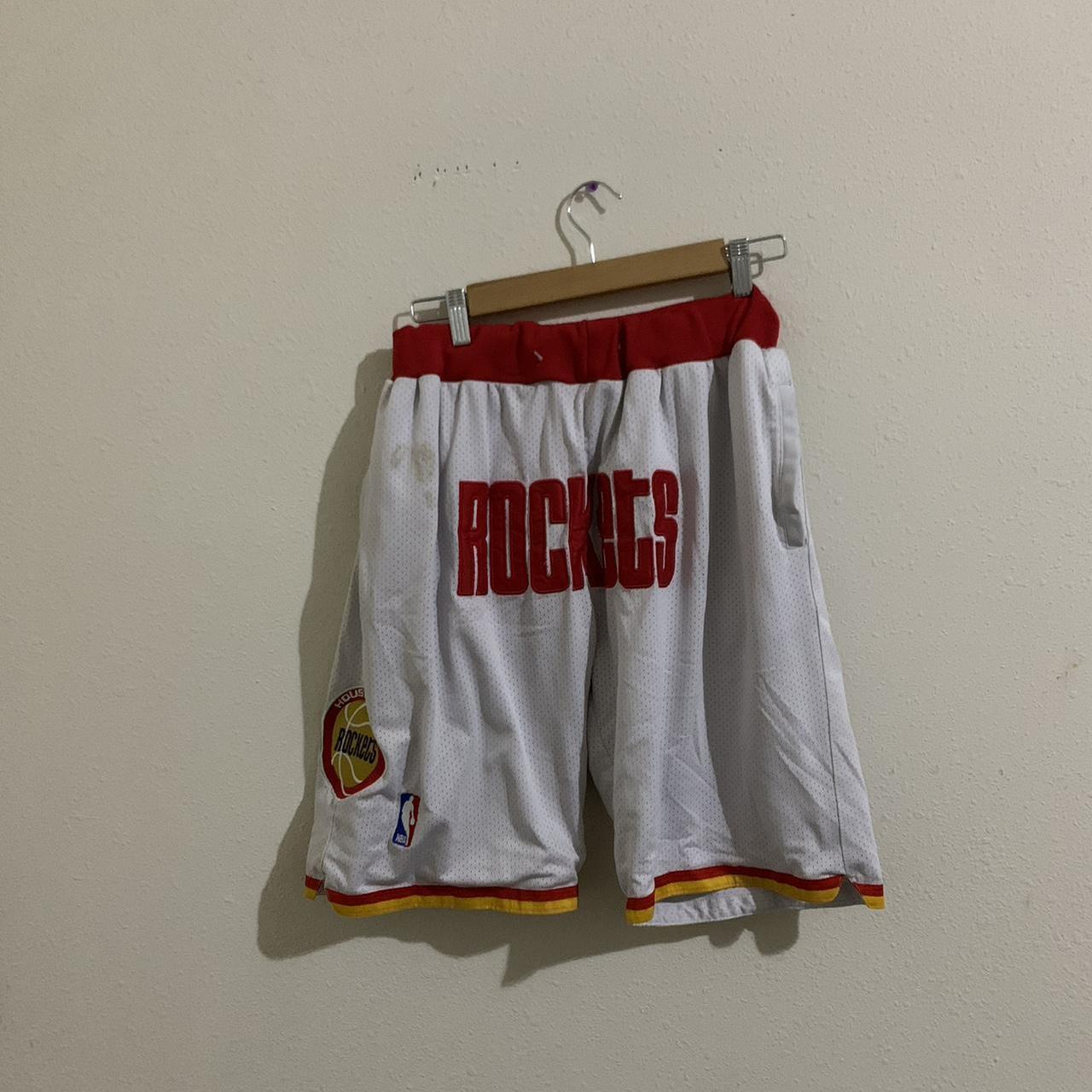 Vintage black white and red nba shorts with logo on - Depop