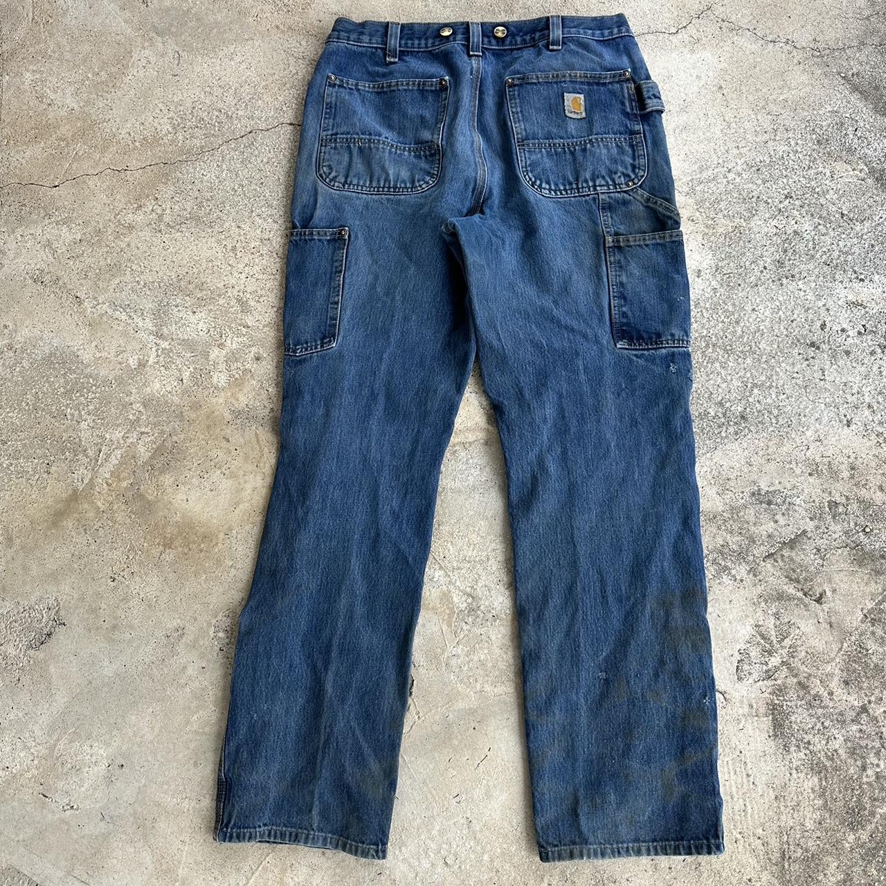 Vintage Y2K Carhartt Distressed Denim Double Knee... - Depop