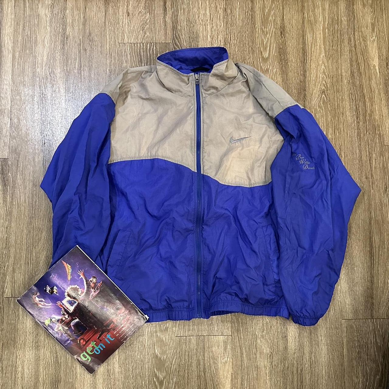 Vintage 90s Grey and Purple Nike Colorful Retro... - Depop