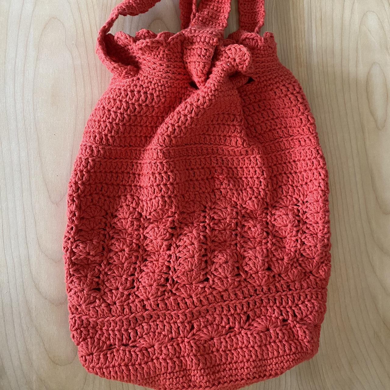 Handmade crochet drawstring tote bag Fairly large,... - Depop