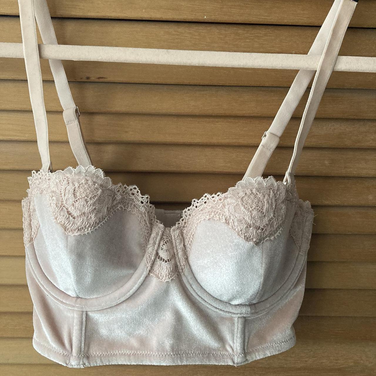 Victoria Secret Light Pink Velvet Corset Bra Depop