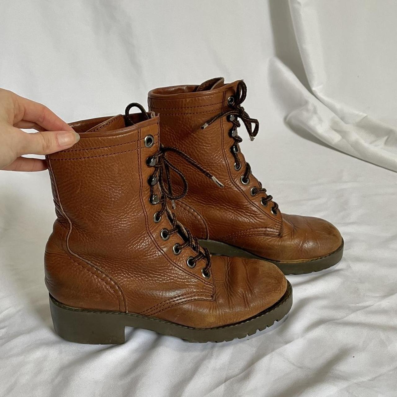 Vintage Nine West leather combat boots fits size 7.5. - Depop