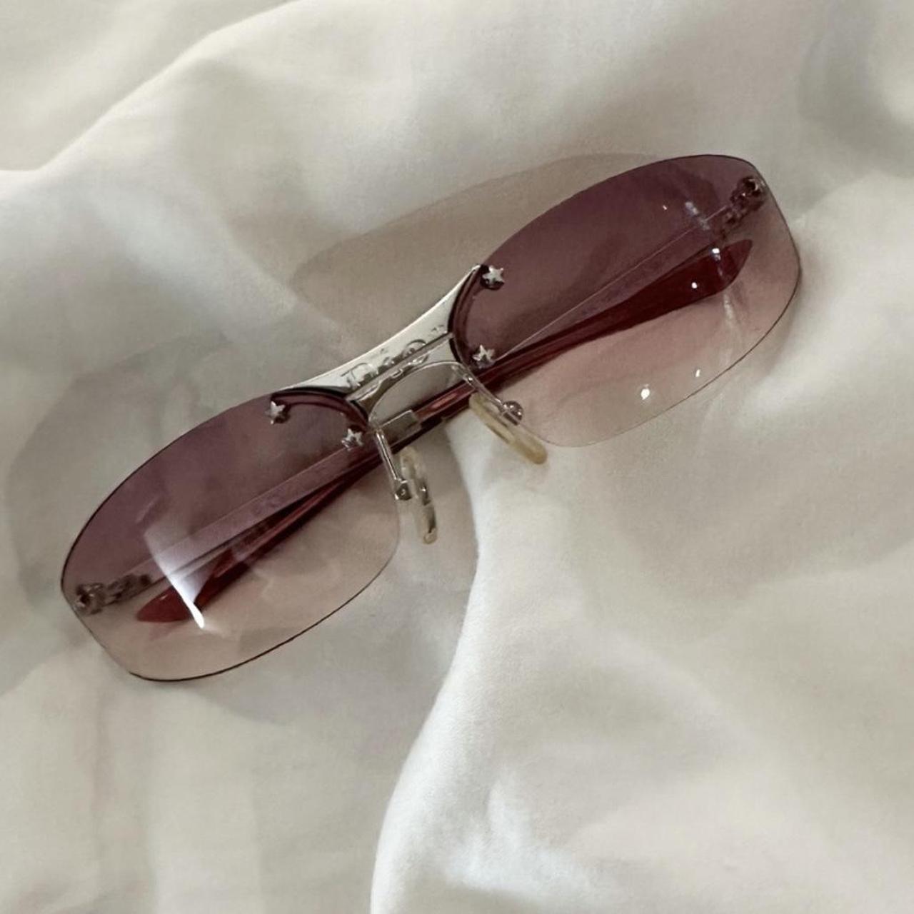 Pink Christian Dior Y2K rimless sunglasses bought | Depop Pink Christian Dior Y2K rimless sunglasses bought | Depop