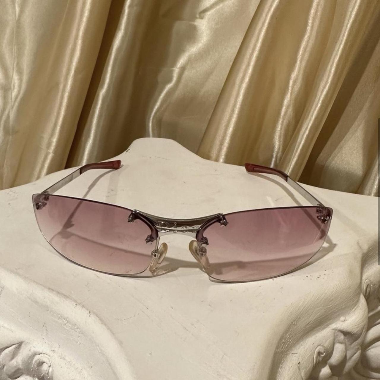 Pink Christian Dior Y2K rimless sunglasses bought | Depop