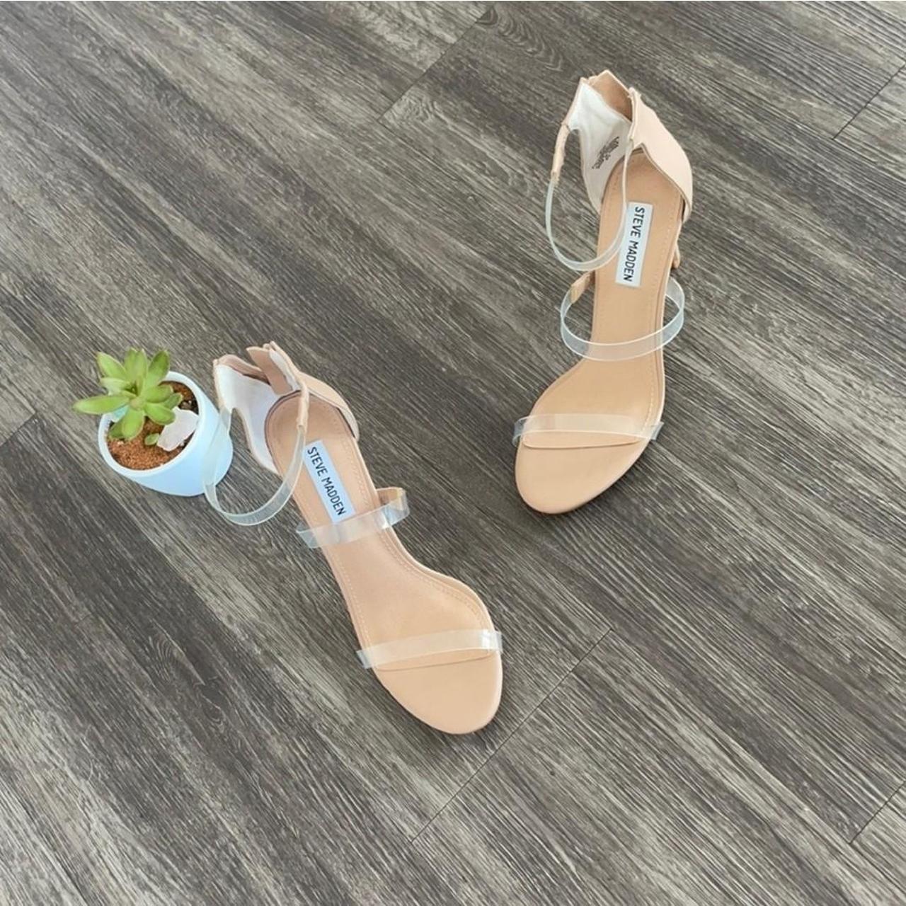 Steve Madden Feelya heels tan 8.5 tan with clear