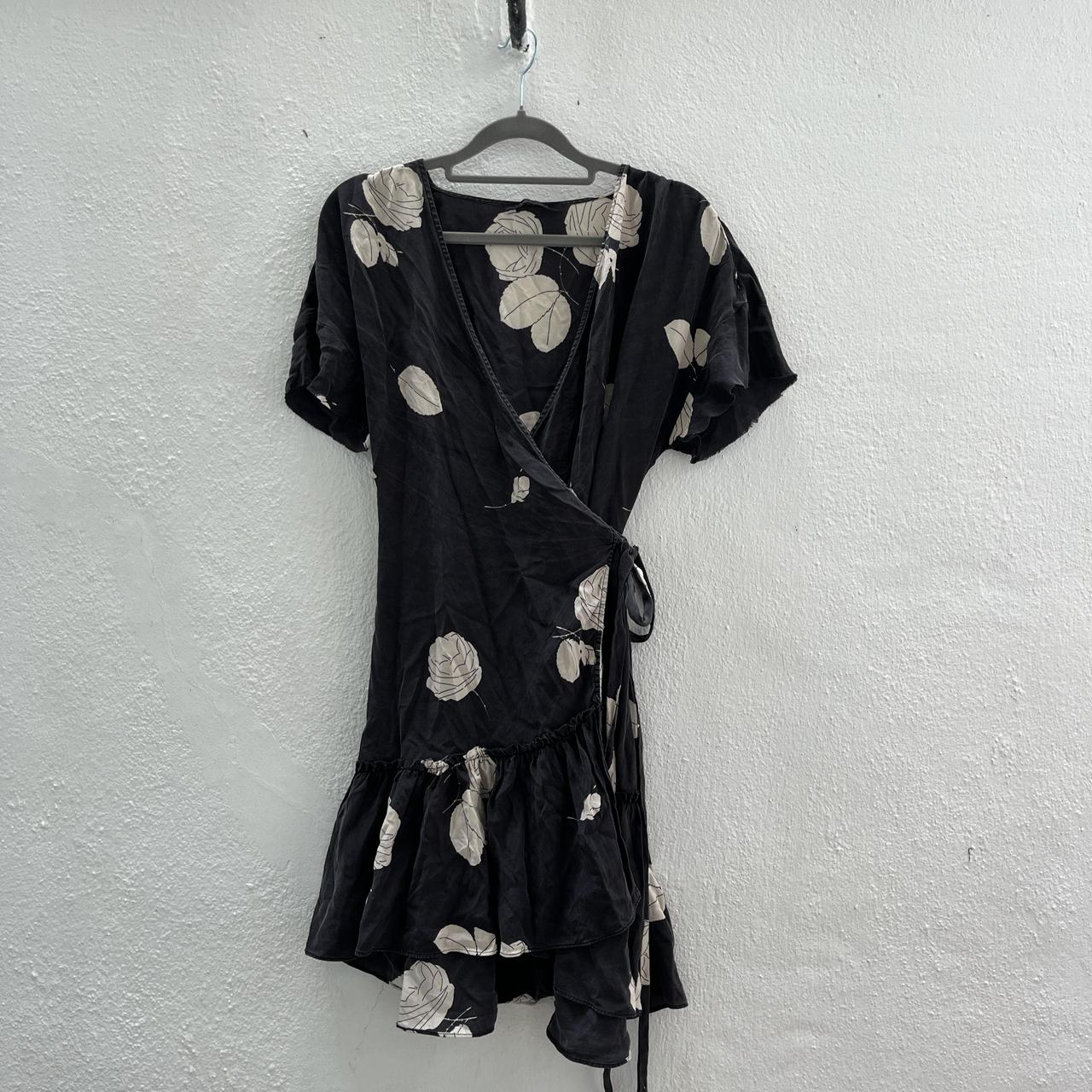 All Saints black silk wrap dress RRP 117 Summer. Depop