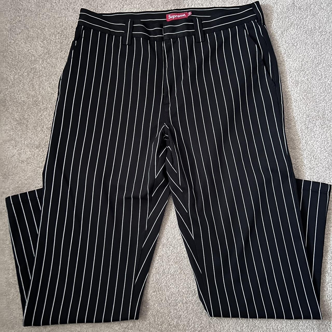 Supreme Men's Black and White Trousers | Depop
