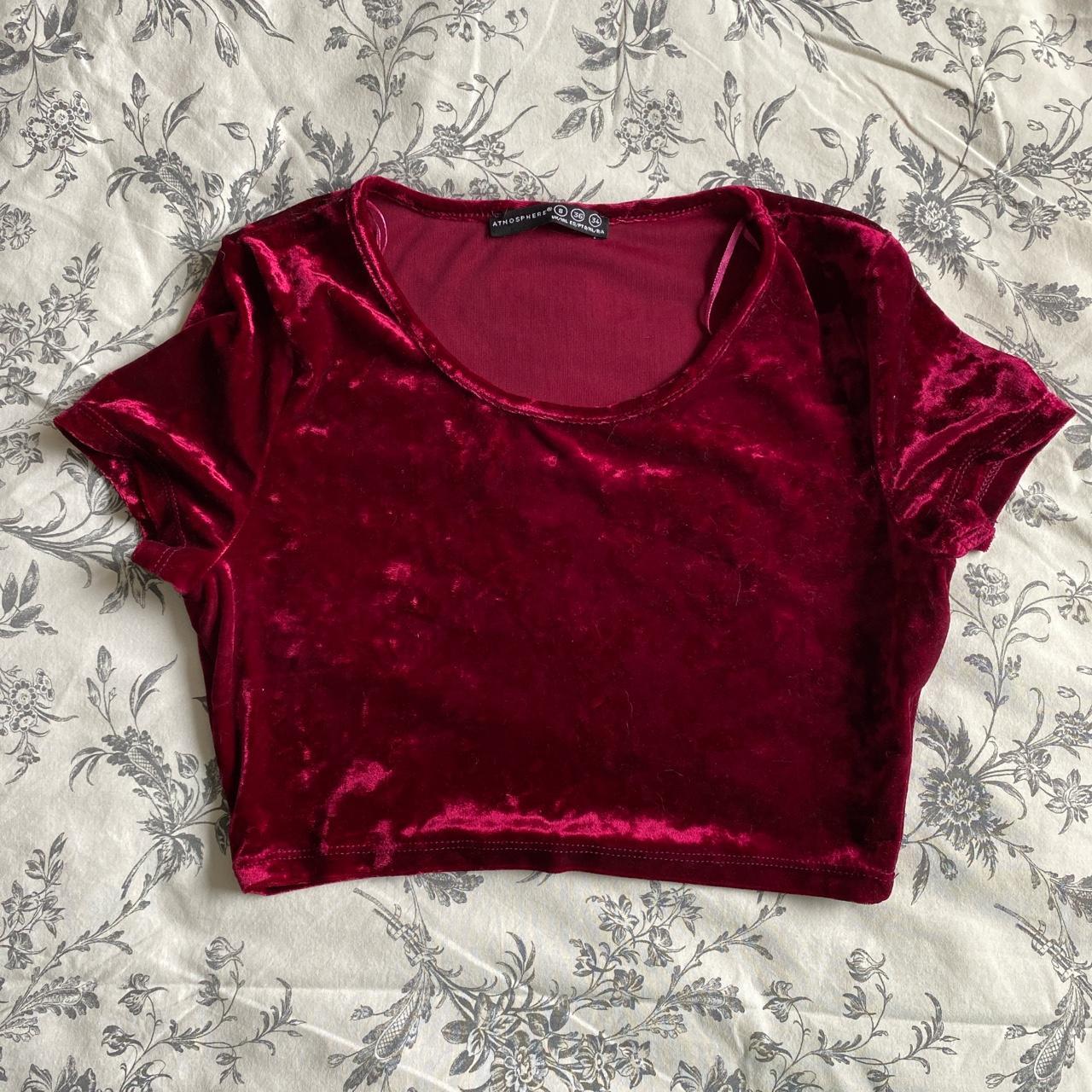Primark atmosphere crushed velvet crop top tshirt... Depop