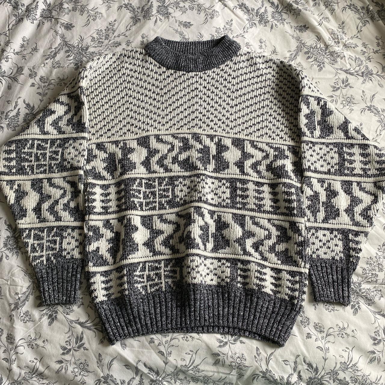 Unlabelled knitted vintage winter 80s 90s ski jumper... - Depop