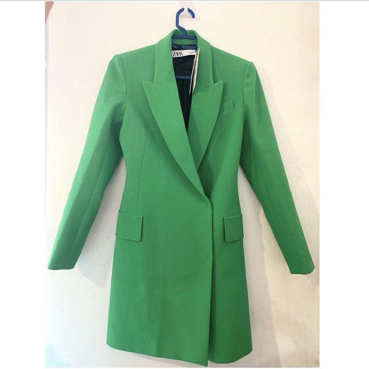 Zara Green Blazer Dress Size XS. Could be worn as a... - Depop