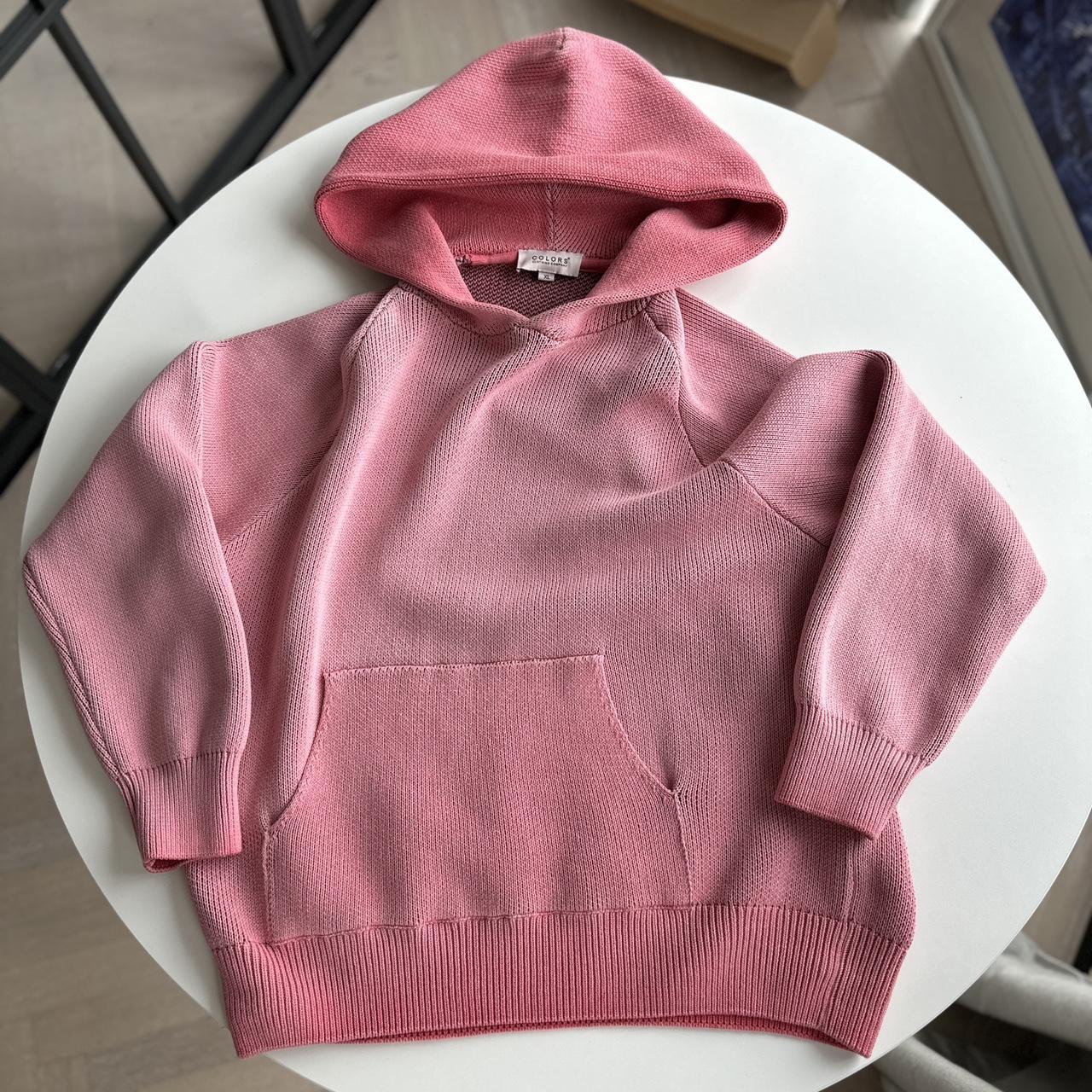 Colors Clothing Company Pink Knit Hoodie Size... - Depop