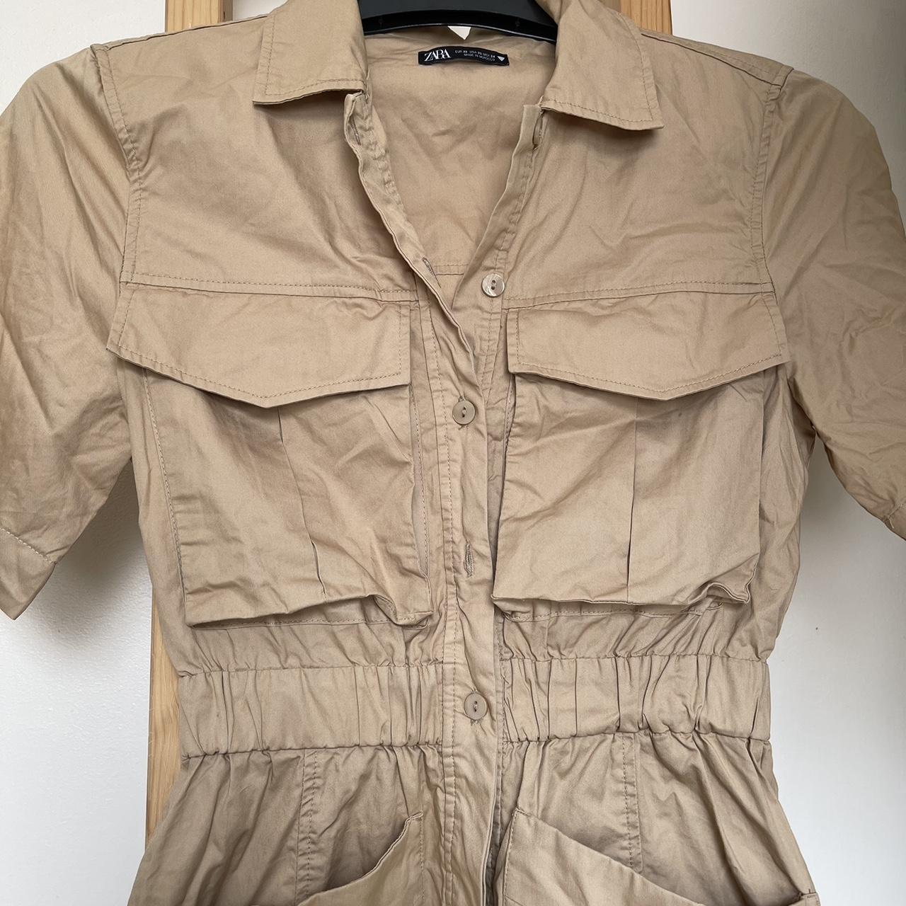 Zara tan cargo playsuit in size XS/6 - Never been... - Depop