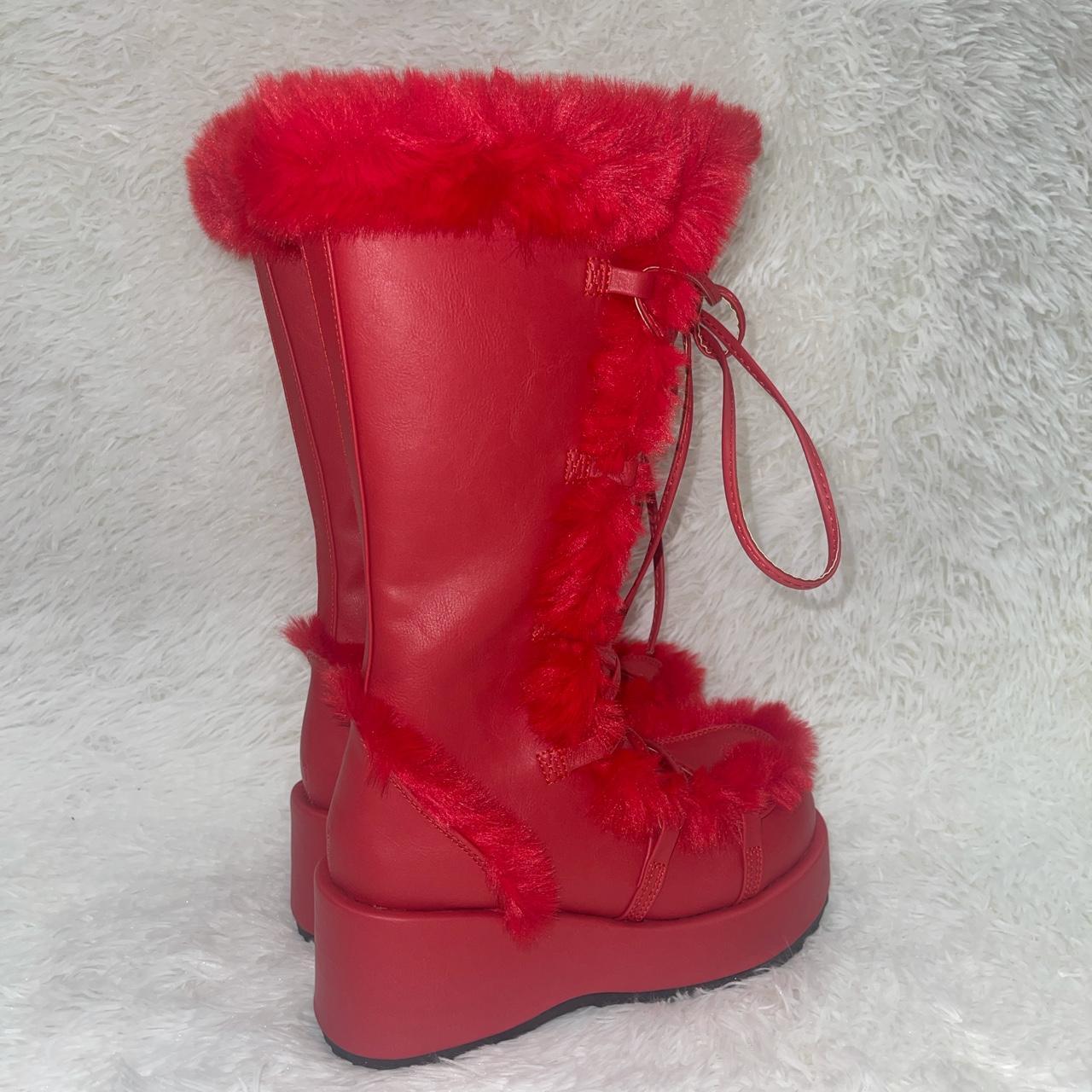 Demonia Cubby-311 Red Vegan Suede 2 3/4