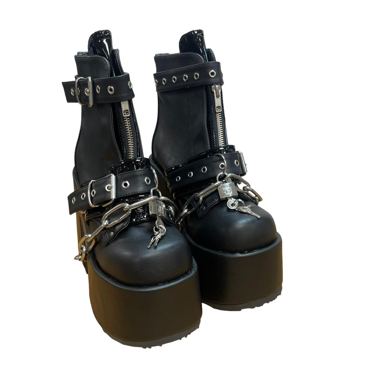 Demonia Camel-205 Platform Ankle Boots Black Vegan | Depop