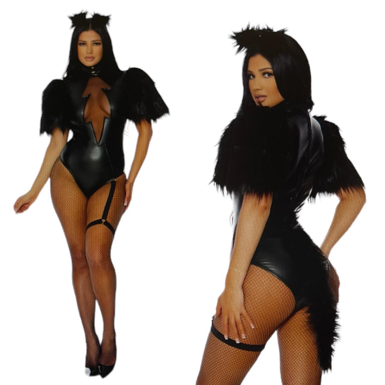 Sexy Feline Woman Black Bodysuit Adult Costume
