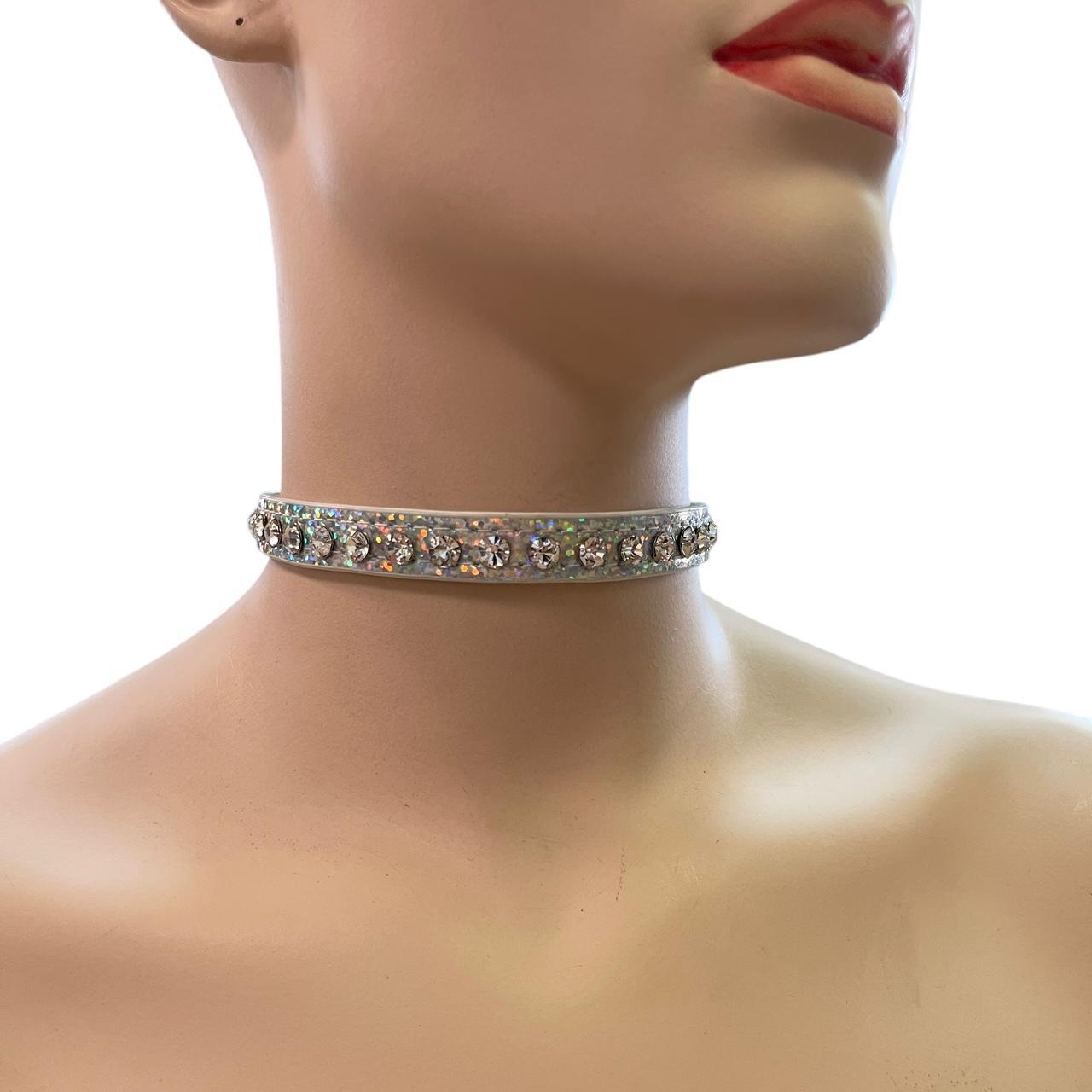 Silver hot sale glitter choker