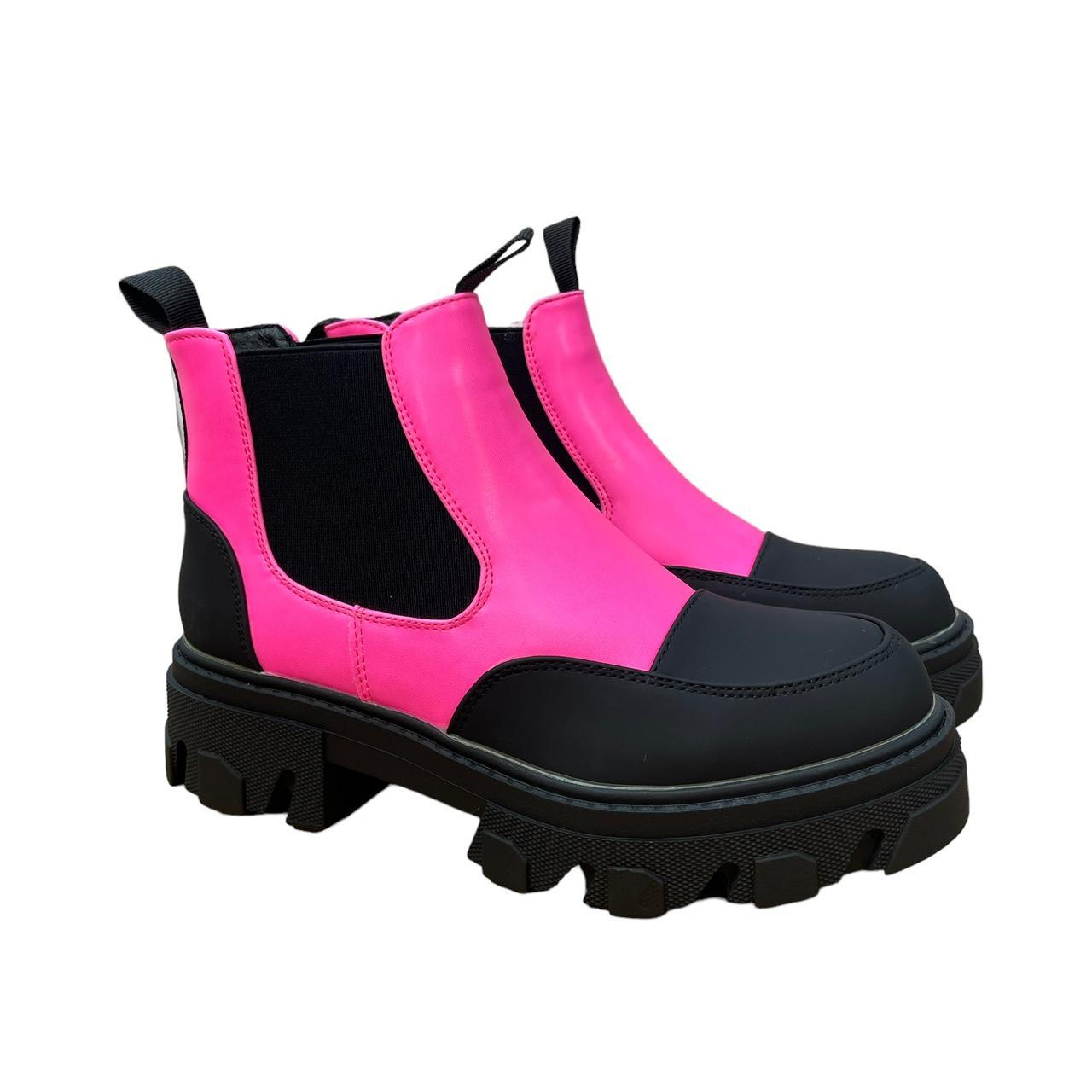 Mata Shoes Pink Chelsea Boots, Neon Dreams