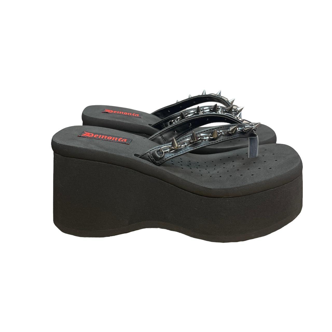Demonia Funn-35 Black Platform Sandals 3 1/2