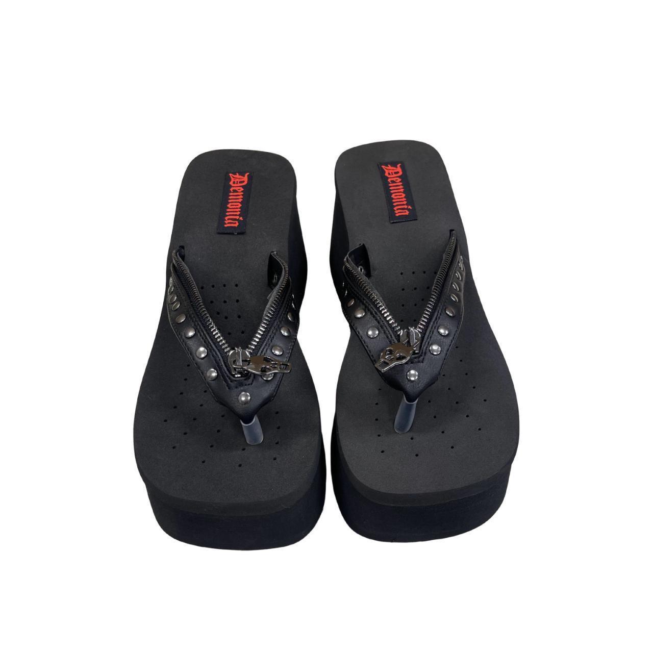 Demonia Funn-33 Black Platform Sandal with 3 1/2