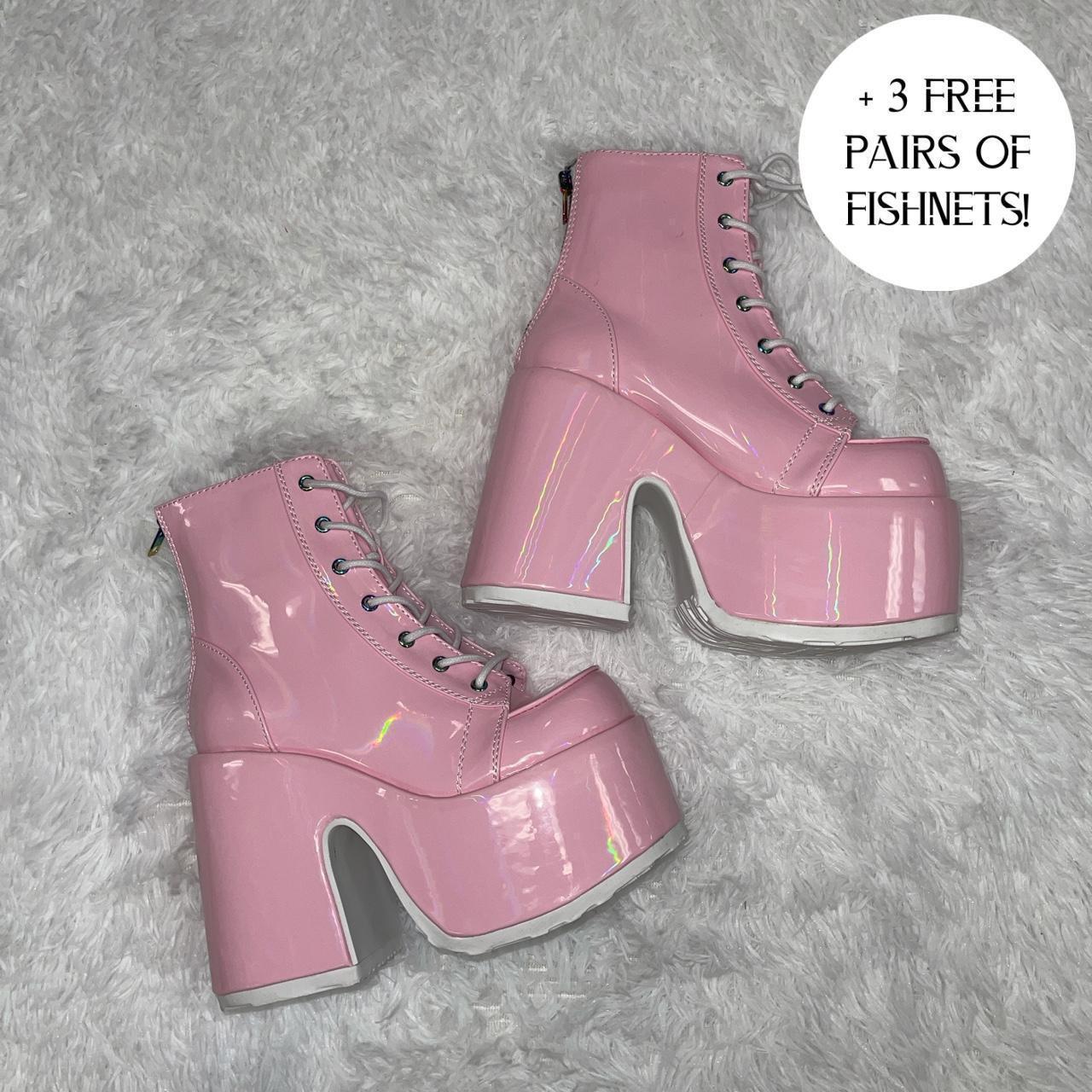 Demonia Camel-203 Pink Platform Boots with Depop