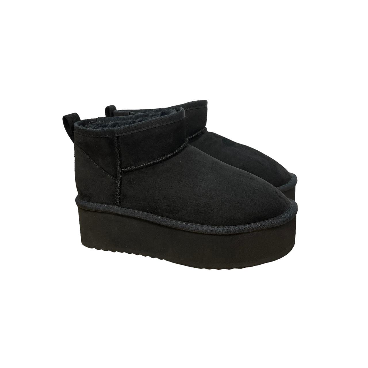Soda Shoes Black Faux Fur Booties Benji Ankle Boot | Depop