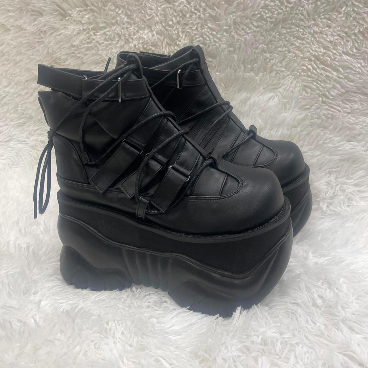 Demonia Boxer-13 Black Platform Boots Vegan Leather... - Depop