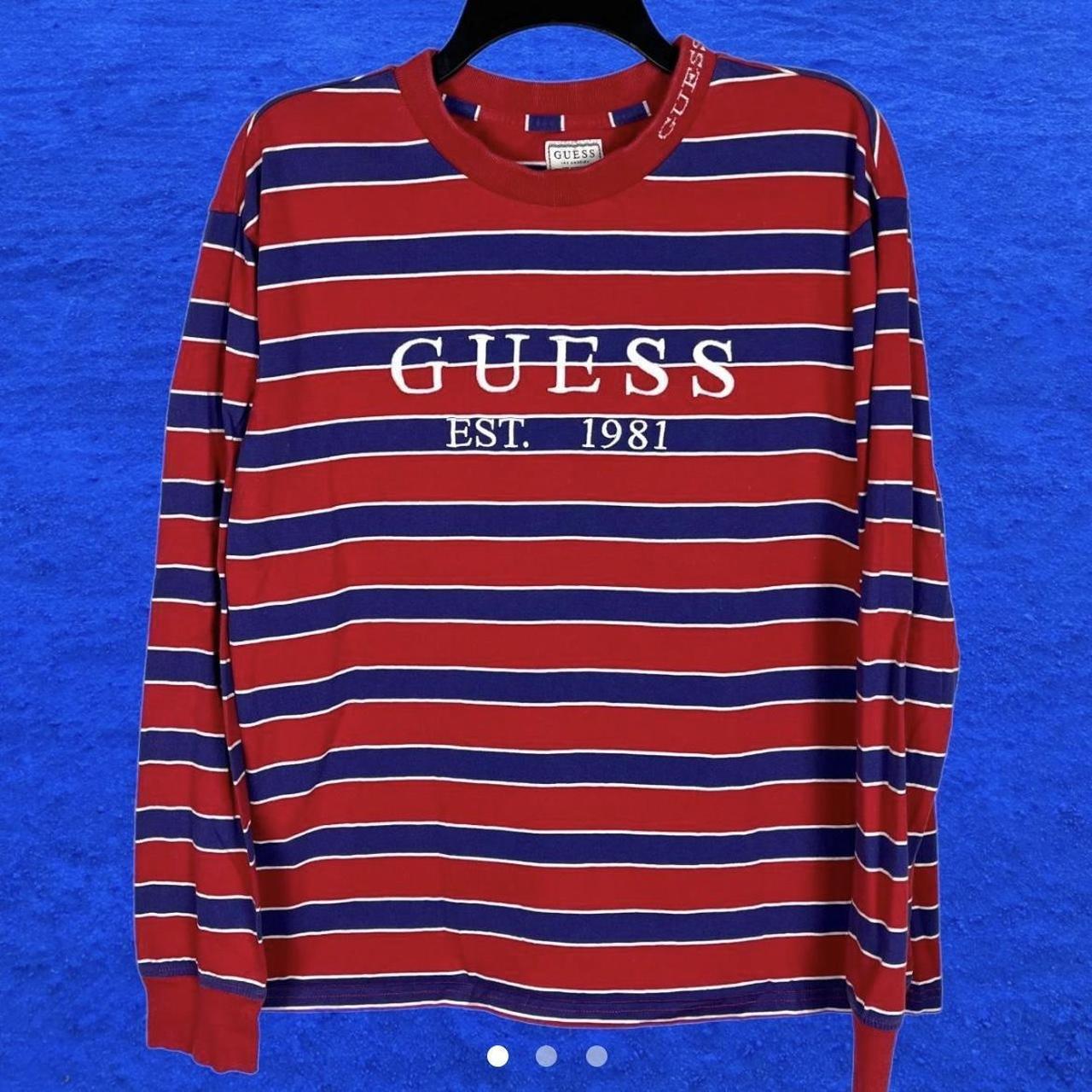 Guess Striped Long Sleeve Shirt Great Condition; no... - Depop