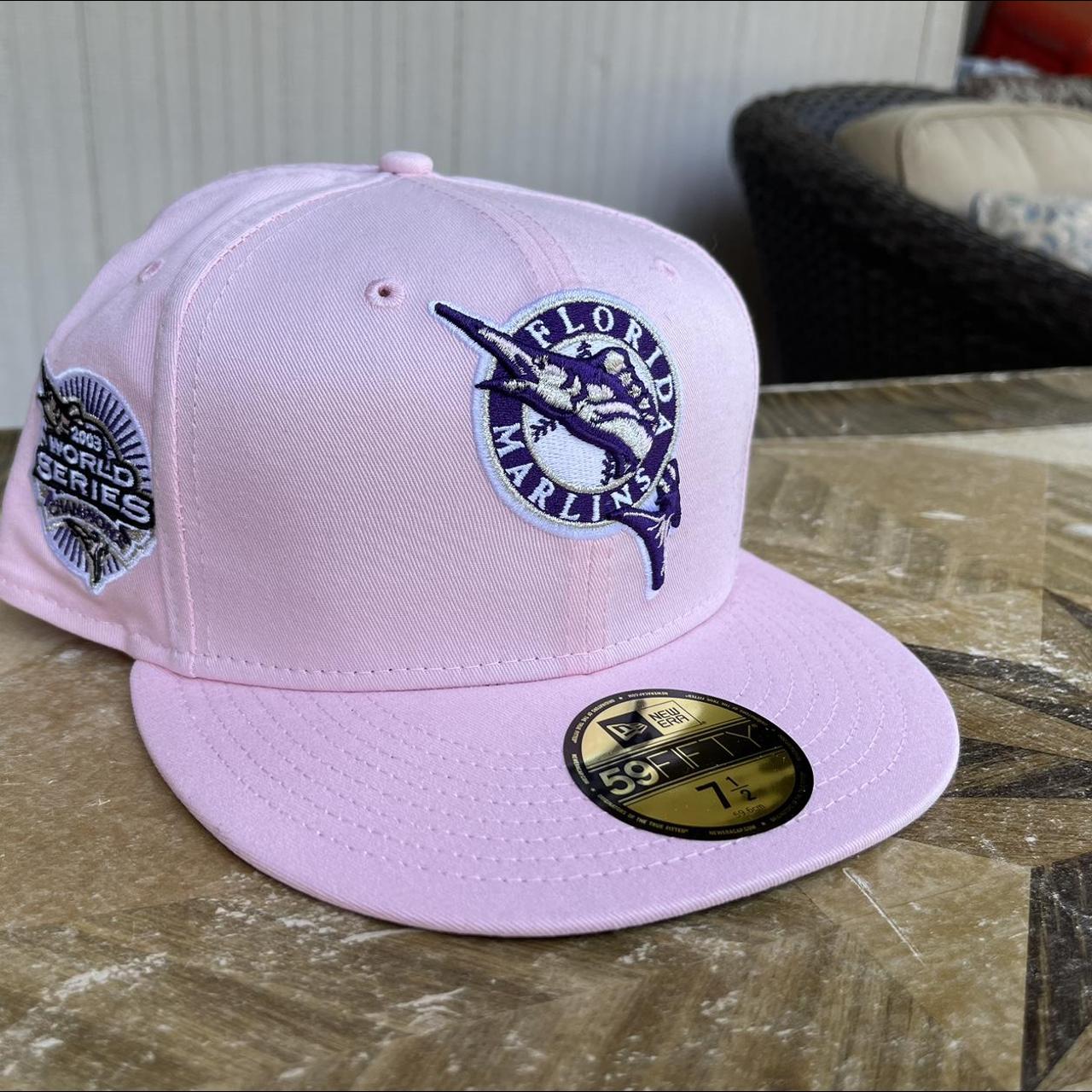 fitted hats with patches pink brim
