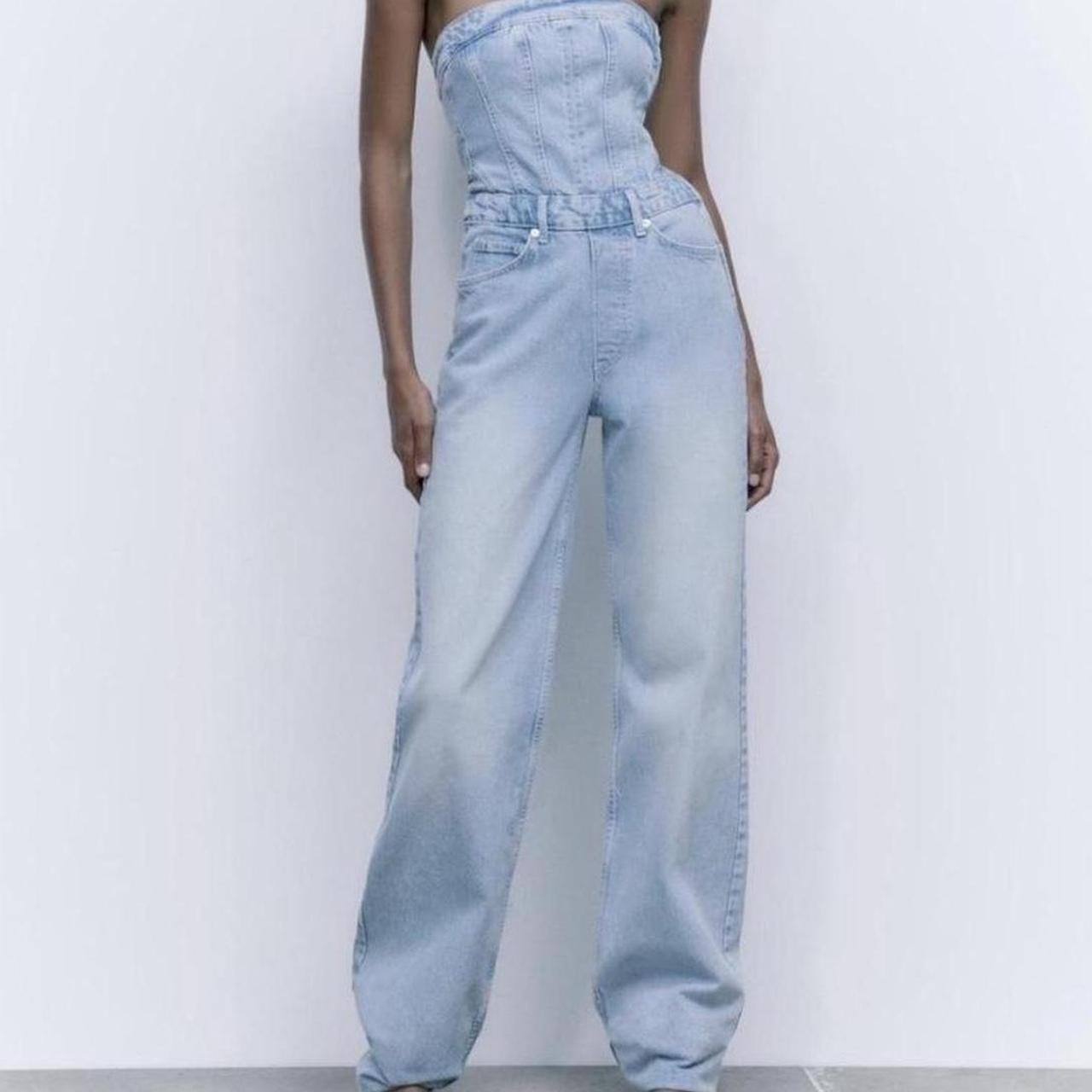 Zara corset inspired denim jumpsuit. Brand new... Depop