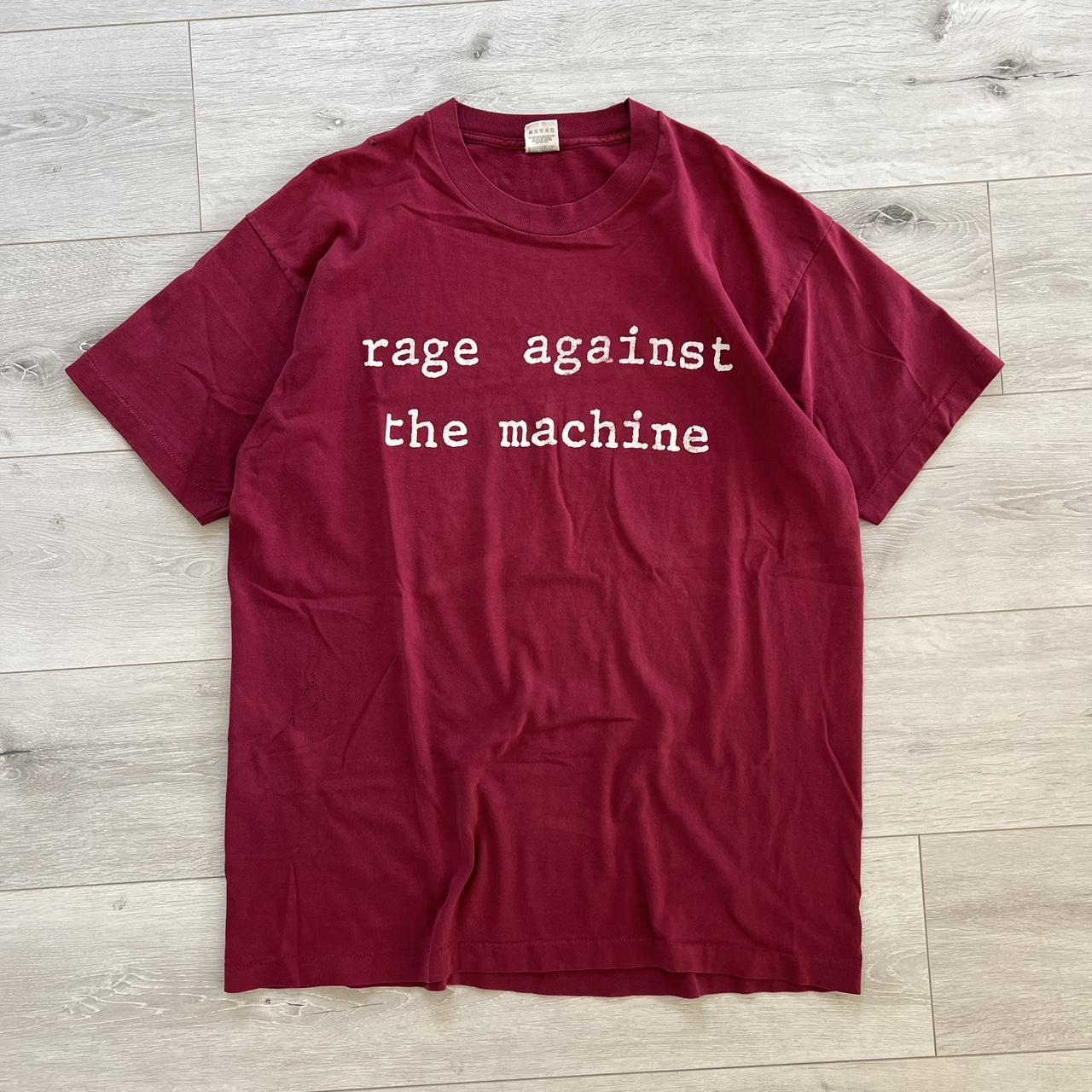 American Vintage Men's Burgundy and White T-shirt | Depop