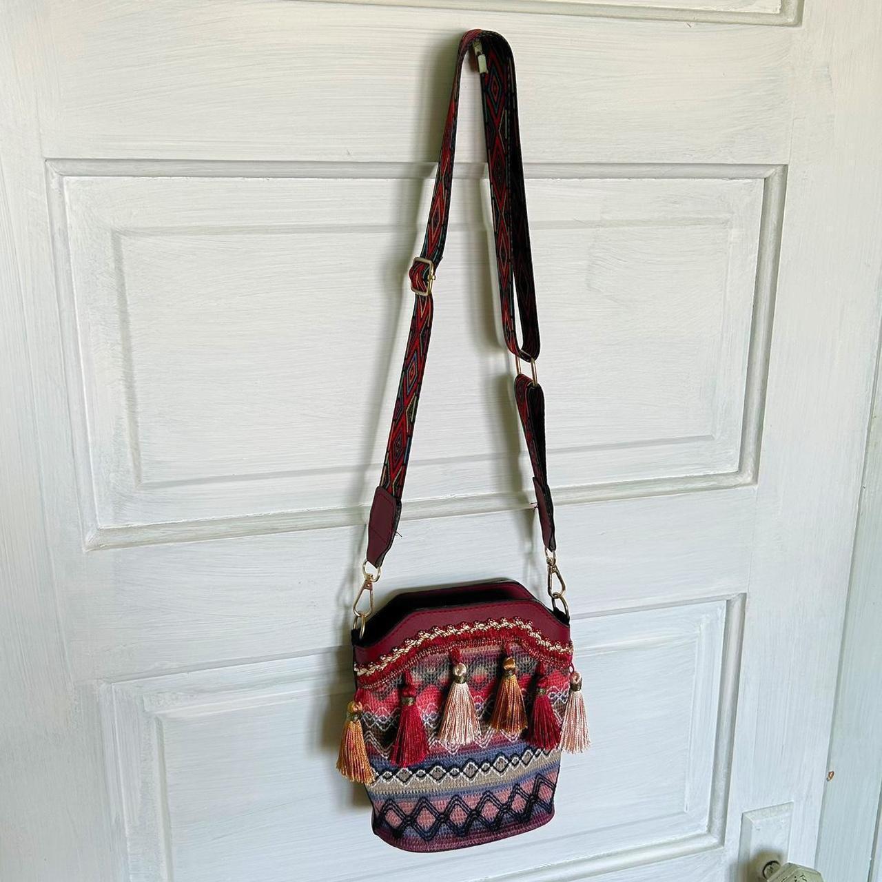 Boho Vintage Clutch Bag With A Colourful Tassels
