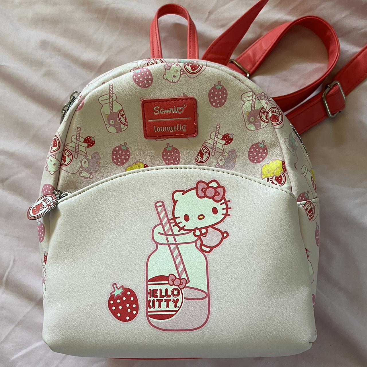 Hello litty loungefly strawberry newest milk backpack