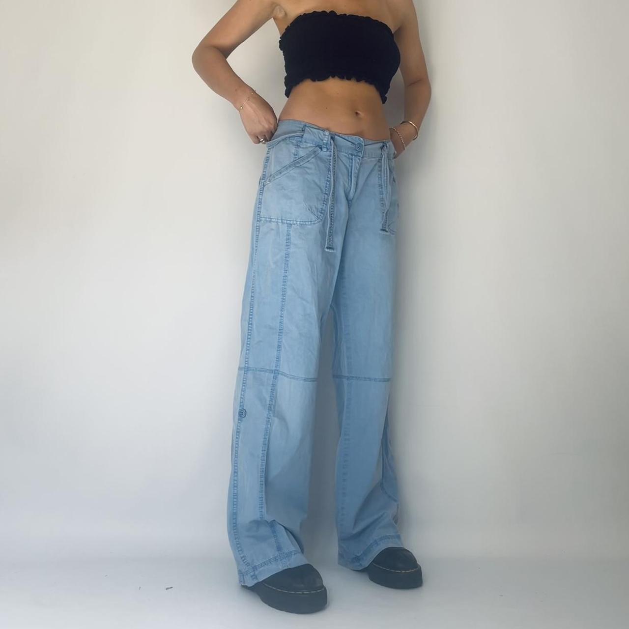 LOVE THESE wide leg combat cargo flares flare... - Depop