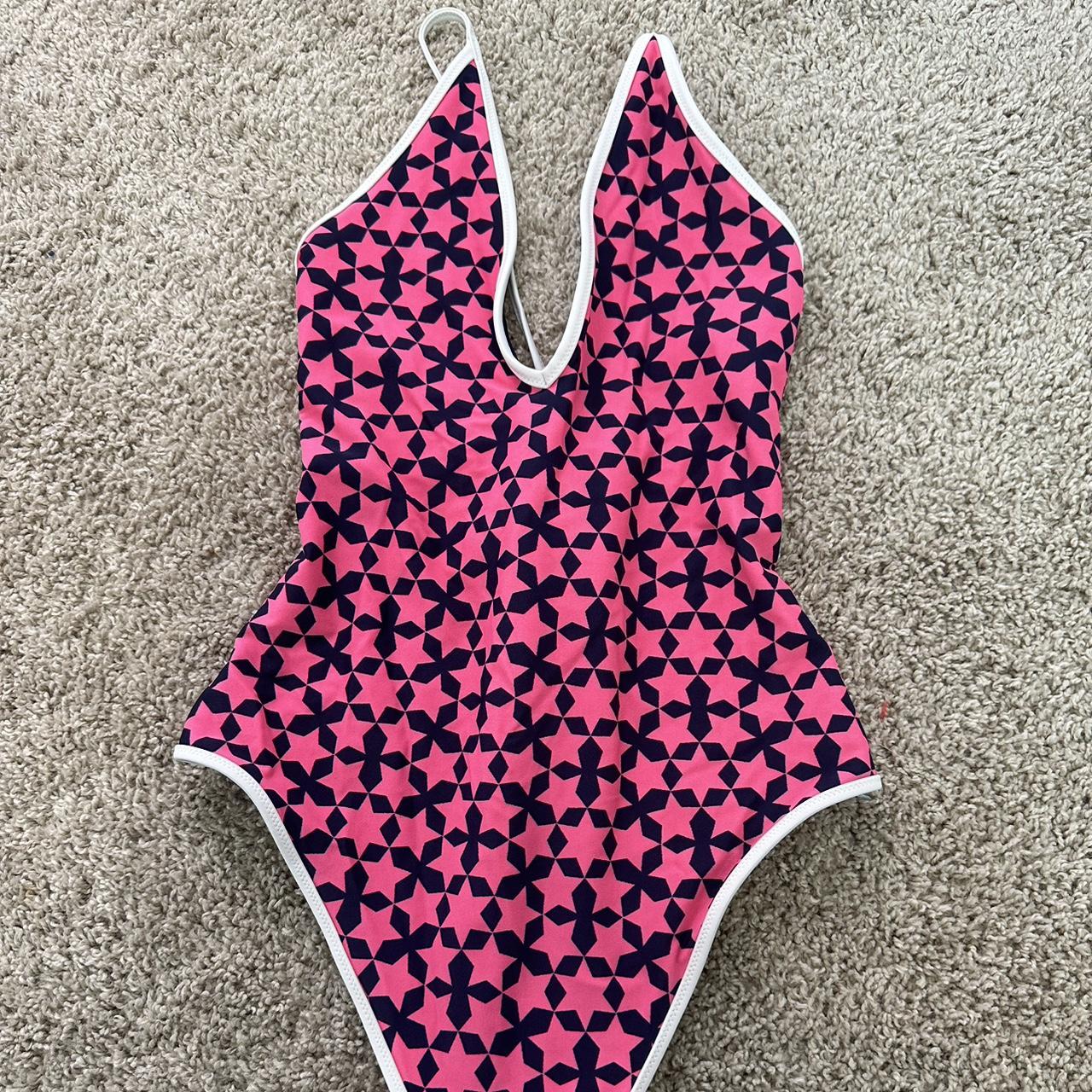 Aerie Women's Navy and Pink Swimsuit-one-piece | Depop