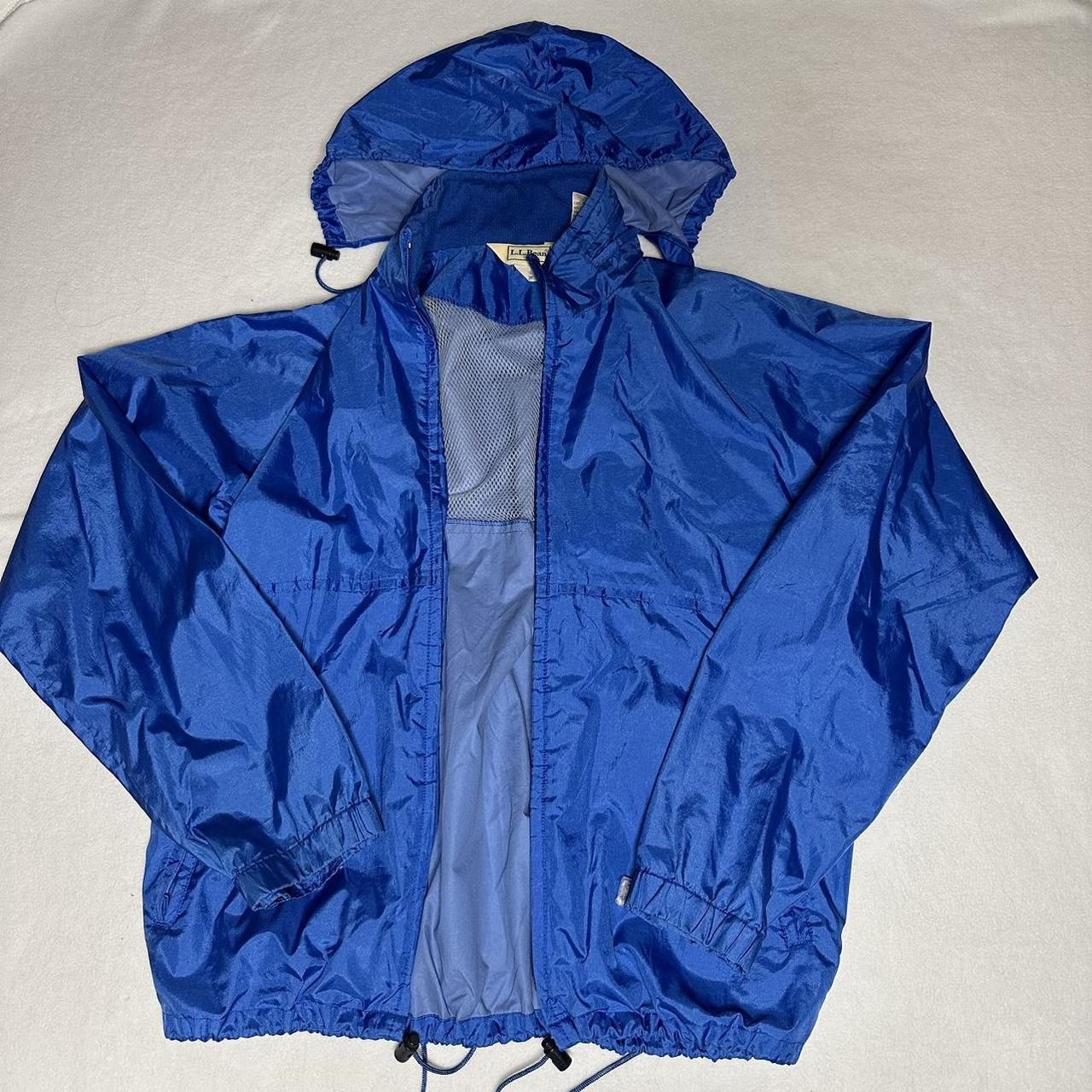 VINTAGE L.L BEAN BLUE NYLON WINDBREAKER COLOR: Blue... - Depop