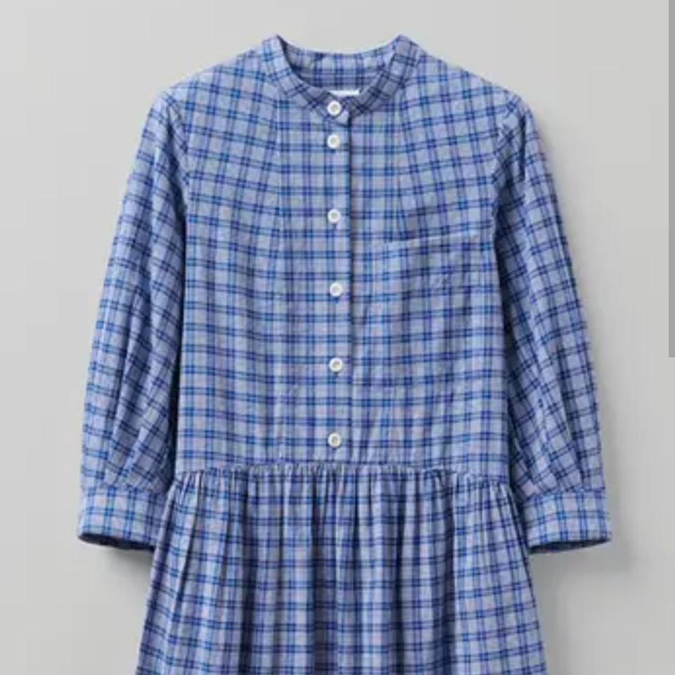 TOAST blue and white check dress Button front with... - Depop