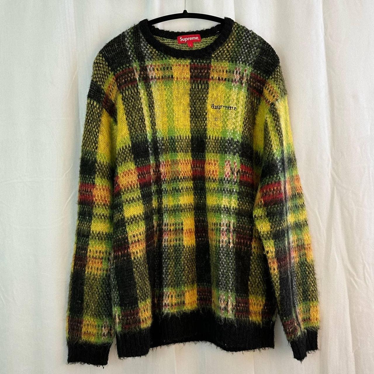 supreme brushed plaid sweater - ニット/セーター