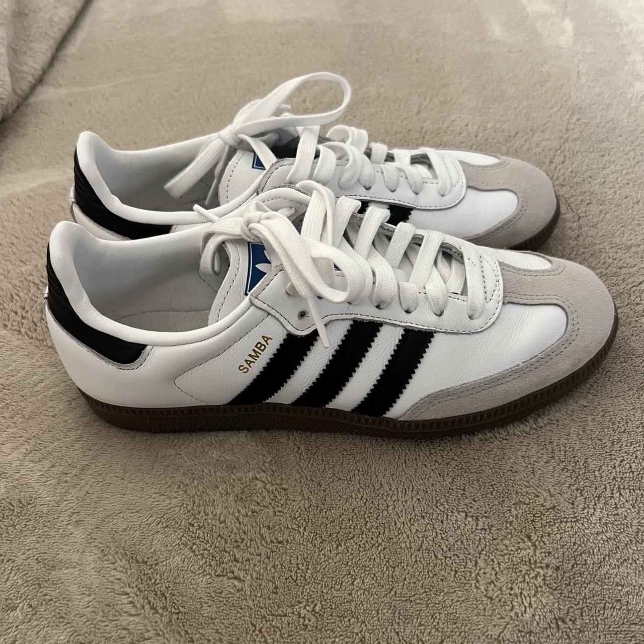 White original Adidas Sambas. Size 7 and fit true to... - Depop