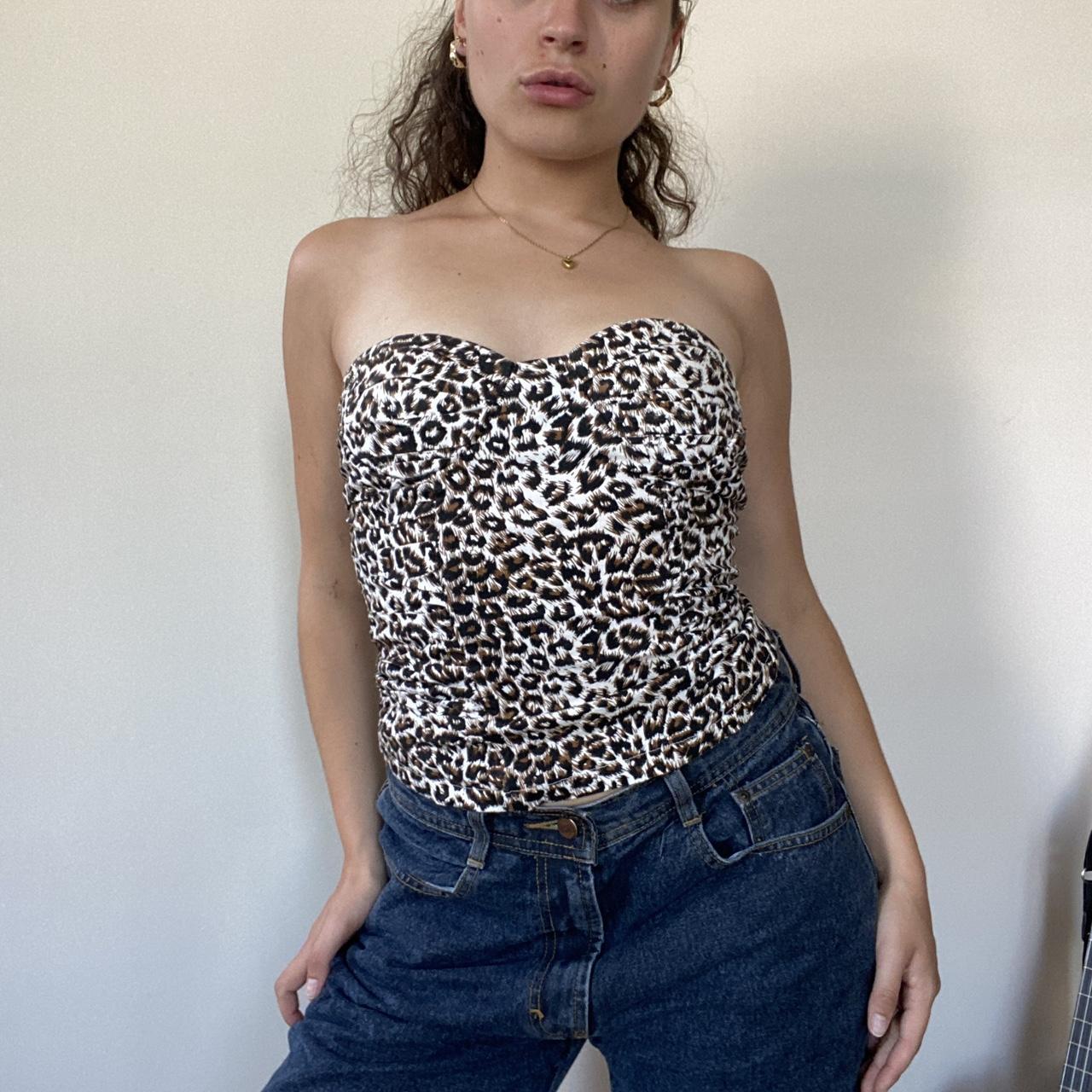 CUTEST vintage 🐆 leopard corset boob tube top ! #90s...